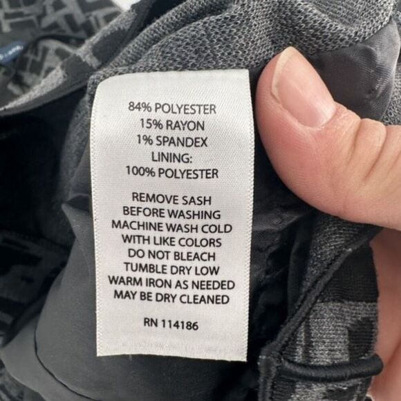 NWT Garfield & Marks Women's Geometric Snap Collar Belted Coat Black Gray Small - Picture 9 of 10